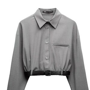 Zara Charcoal Gray Button-Up Shirt